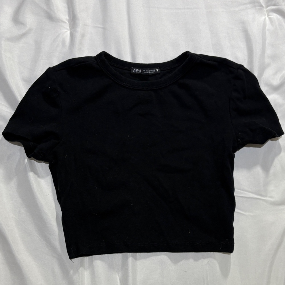 ZARA black cropped t-shirt